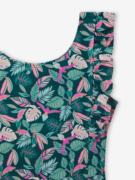 Maillot de bain 1 pièce imprimé tropical fille vert sapin 5 - vertbaudet enfant 