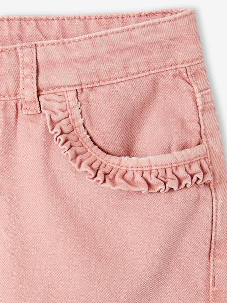 Pantalon droit MorphologiK Fille Tour de hanches Fin blush+vert sauge 3 - vertbaudet enfant 