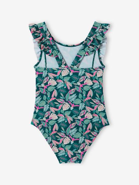 Maillot de bain 1 pièce imprimé tropical fille vert sapin 4 - vertbaudet enfant 