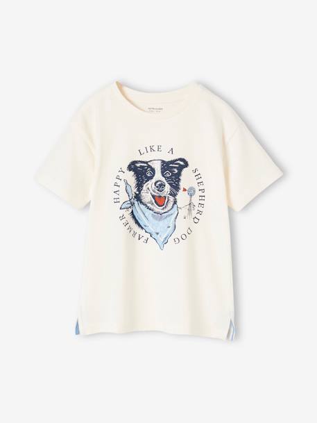 Tee-shirt motif chien garçon écru 1 - vertbaudet enfant 