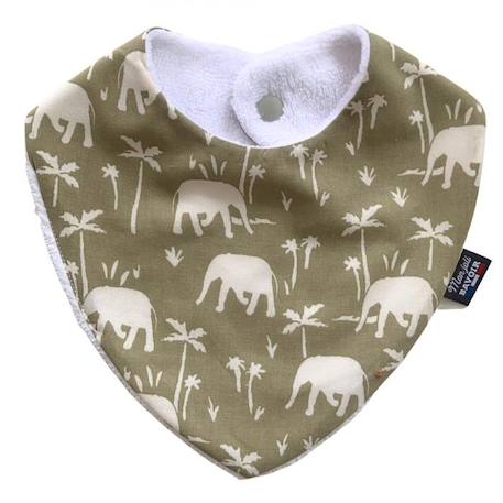 Bavoir bandana éléphants - 100% coton - 3 à 18 mois - Absorption maximale - Fermeture pression - Lavage à 40° VERT 3 - vertbaudet enfant 