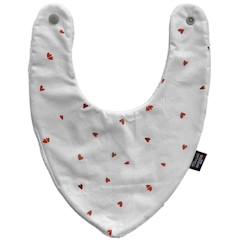 Puériculture-Repas-Bavoir Bandana - Petits Cœurs pour Bébés de 3 à 18 mois. 100% Coton, Doublé Eponge, Fermeture Pression. Lavage à 40°.