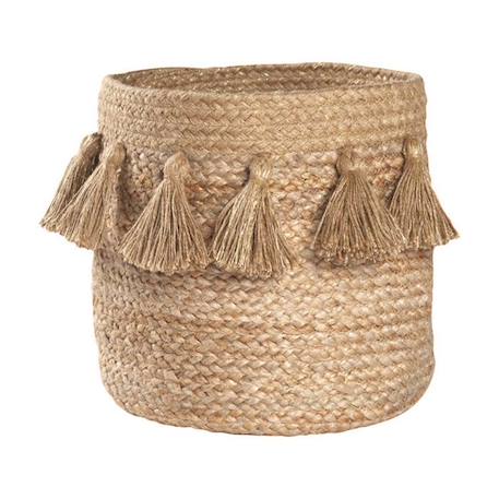 Panier de rangement jute naturel avec pompons IDRIS BEIGE 1 - vertbaudet enfant 