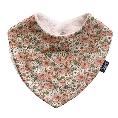 Bavoir bandana - Fleur Kalmia pour bébé 3 à 18 mois, 100% coton, absorption maximale, fermeture pression, lavage à 40°. ROSE 2 - vertbaudet enfant 