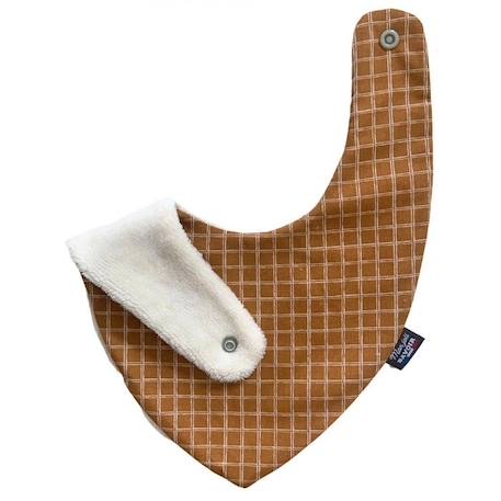 Bavoir Bandana - Carreau Camel pour Bébé 3 à 18 mois, 100% Coton, Doublé Eponge, Fermeture Pression, Lavage à 40°. MARRON 2 - vertbaudet enfant 