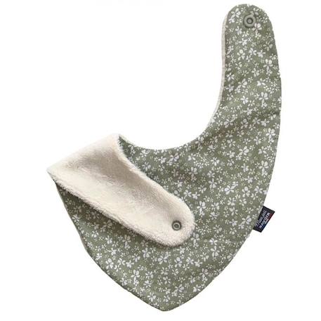 Bavoir Bandana - Fleur Tilleul pour Bébé 3-18 mois, 100% Coton, Doublé Eponge, Fermeture Pression, Lavage à 40°. VERT 2 - vertbaudet enfant 