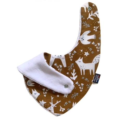 Bavoir bandana Animaux d'hiver moka - 100% coton - 3 à 18 mois - Absorption maximale - Fermeture pression - Lavage à 40° MARRON 3 - vertbaudet enfant 