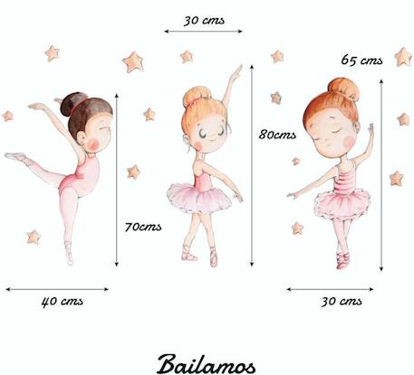 Sticker mural décoratif  'Danseuses' ROSE 4 - vertbaudet enfant 