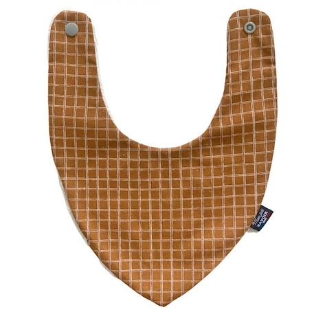 Bavoir Bandana - Carreau Camel pour Bébé 3 à 18 mois, 100% Coton, Doublé Eponge, Fermeture Pression, Lavage à 40°. MARRON 1 - vertbaudet enfant 