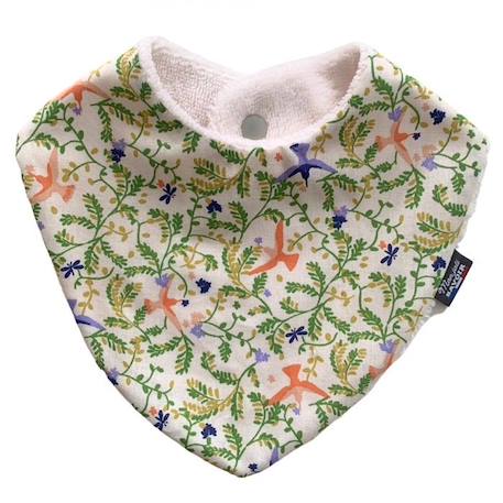 Bavoir bandana Oiseaux roses et bleus - 100% coton - 3 à 18 mois - Absorption maximale - Fermeture pression - Lavage à 40° MULTICOLORE 2 - vertbaudet enfant 