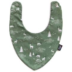 Bavoir bandana Animaux d'hiver vert - 100% coton - 3 à 18 mois - Absorption maximale - Fermeture pression - Lavage à 40°  - vertbaudet enfant