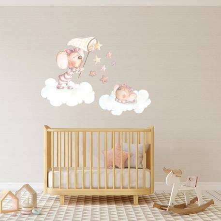 Sticker mural décoratif  'Attraper une étoile' ROSE 1 - vertbaudet enfant 