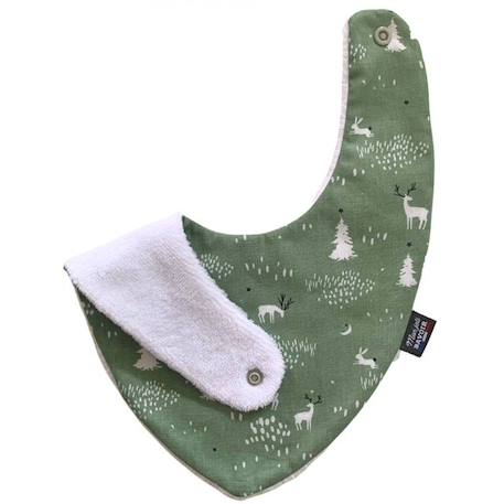 Bavoir bandana Animaux d'hiver vert - 100% coton - 3 à 18 mois - Absorption maximale - Fermeture pression - Lavage à 40° VERT 3 - vertbaudet enfant 