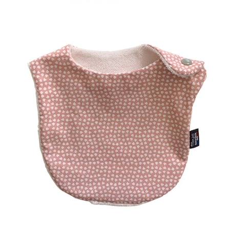 Bavoir nourrisson en coton rose petites feuilles, 0 à 12 mois, doublé éponge, fermeture pression, lavable à 40°. ROSE 2 - vertbaudet enfant 