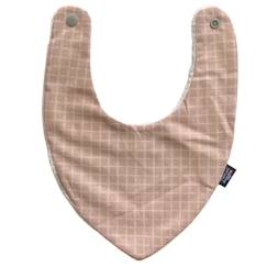 Puériculture-Repas-Bavoir bandana - Carreau rose pour bébé 3 à 18 mois - Absorption maximale - 100% coton - Fermeture pression - Lavage à 40°