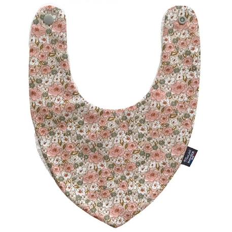 Bavoir bandana - Fleur Kalmia pour bébé 3 à 18 mois, 100% coton, absorption maximale, fermeture pression, lavage à 40°. ROSE 1 - vertbaudet enfant 