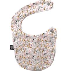 Bavoir nourrisson en coton style liberty fleuri rose clair, 0 à 12 mois, doublé éponge, fermeture pression, lavable à 40°.  - vertbaudet enfant