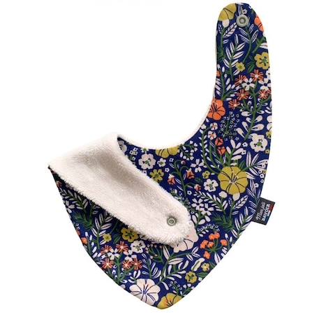 Bavoir Bandana - Fleur Blosy pour Bébé de 3 à 18 mois, 100% Coton, Doublé Eponge, Fermeture Pression, Lavage à 40°. BLEU 2 - vertbaudet enfant 