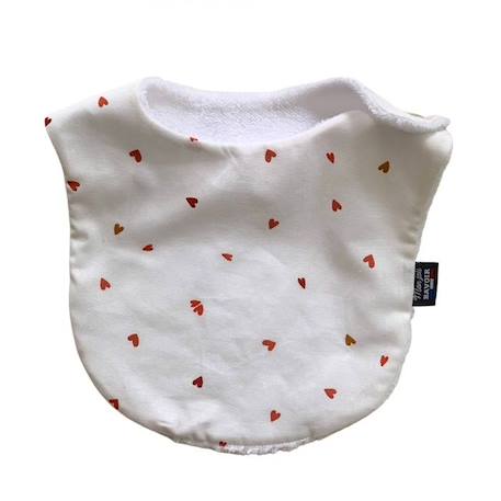 Bavoir nourrisson en coton 0 à 12 mois - Petits cœurs, doublé éponge, fermeture pression, lavable à 40° BLANC 3 - vertbaudet enfant 