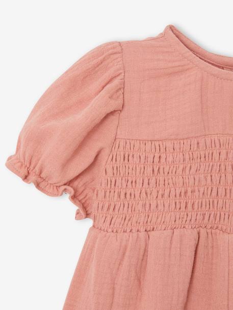 Combinaison en gaze de coton bébé jambes larges bois de rose 3 - vertbaudet enfant 