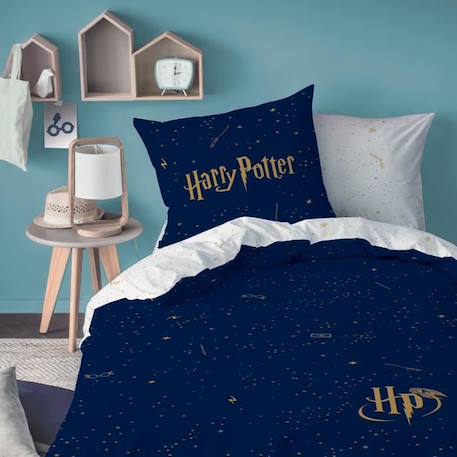 Housse de couette et taie d'oreiller 100% coton HARRY POTTER - ICONIC. Taille : 140x200 cm BLEU 1 - vertbaudet enfant 