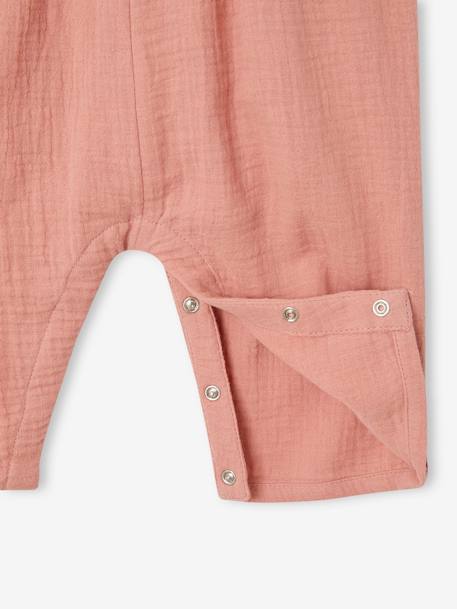 Combinaison en gaze de coton bébé jambes larges bois de rose 4 - vertbaudet enfant 