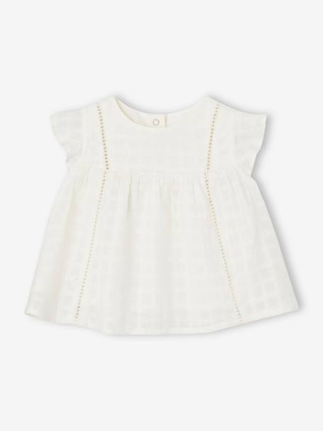 Ensemble robe brodée et bloomer en gaze de coton naissance rose 2 - vertbaudet enfant 