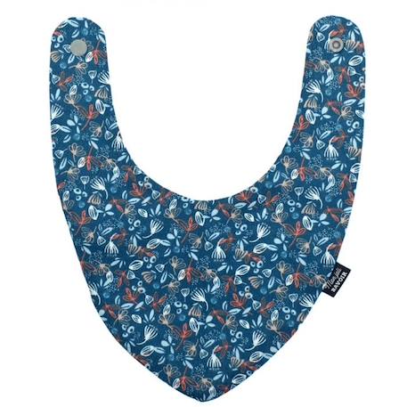 Bavoir bandana bleu imprimé feuilles - 100% coton - 3 à 18 mois - Absorption maximale - Fermeture pression - Lavage à 40° BLEU 2 - vertbaudet enfant 