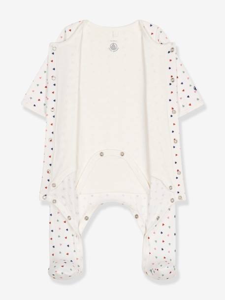 Bodyjama coeurs bébé PETIT BATEAU blanc imprimé 2 - vertbaudet enfant 