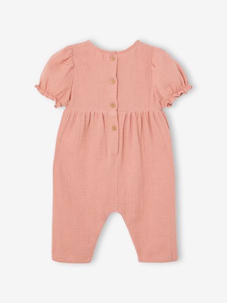 Combinaison en gaze de coton bébé jambes larges bois de rose 2 - vertbaudet enfant 