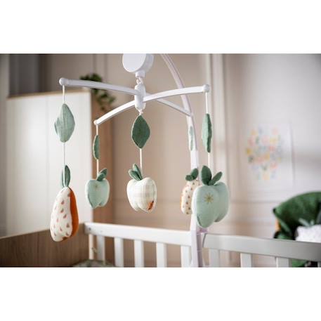 Mobile musical bébé fruits en gaze de coton Botanica VERT 2 - vertbaudet enfant 