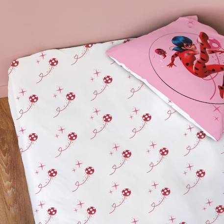 Drap-housse imprimé 100% coton MIRACULOUS LADYBUG SHADOW. Taille : 90x190 cm BLANC 1 - vertbaudet enfant 