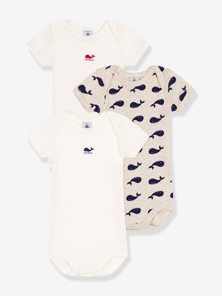 Bébé-Lot 3 bodies manches courtes imprimé baleine PETIT BATEAU