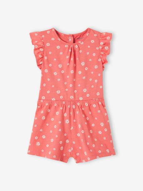 Combishort Basics bébé corail+rayé jaune 1 - vertbaudet enfant 