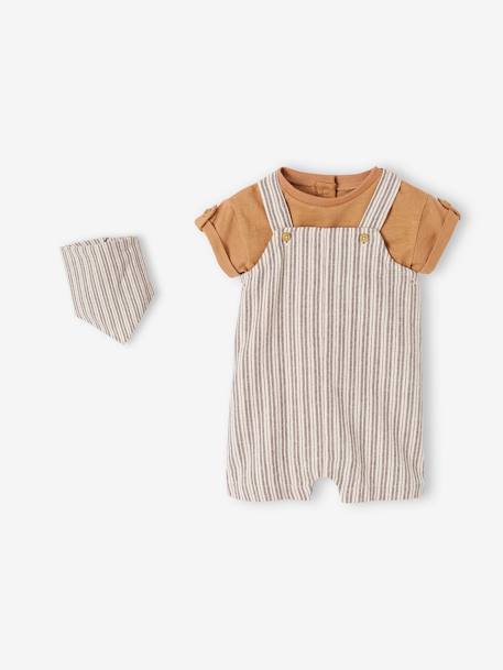 Bébé-Ensemble 3 pièces : salopette courte, T-shirt et bandana naissance