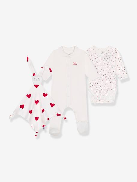 Bébé-Dors-bien + body + doudou cœur PETIT BATEAU