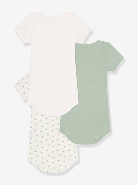 Lot 3 bodies manches courtes PETIT BATEAU vert amande 2 - vertbaudet enfant 