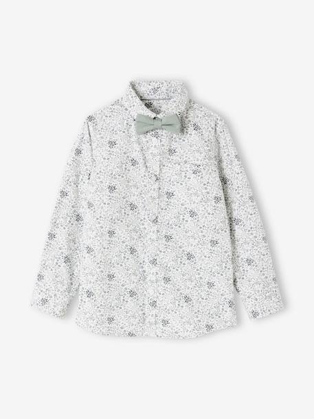 Chemise à fleurs et son noeud papillon garçon bleu imprimé+vert imprimé 9 - vertbaudet enfant 