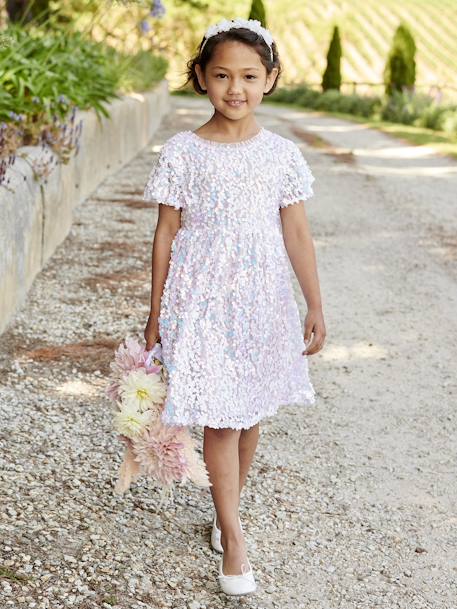 Robe cérémonie à sequins fille écru 1 - vertbaudet enfant 