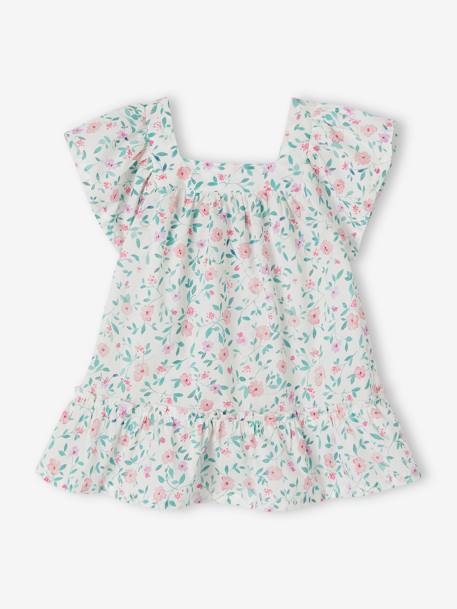 Robe fleurie manches papillon bébé écru 1 - vertbaudet enfant 