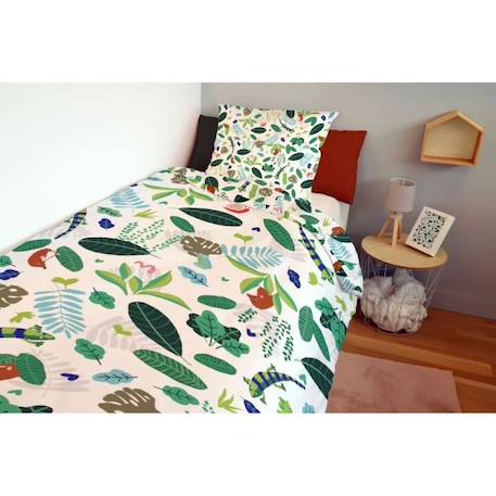 Housse De Couette Catimini Forêt 140x200 cm + Taie D'oreiller Forêt 63x63 cm - 100% Percale de Coton - Vert VERT 2 - vertbaudet enfant 