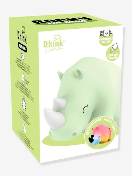 Veilleuse souple rechargeable Rocky le rhino - DHINK KONTIKI vert 3 - vertbaudet enfant 