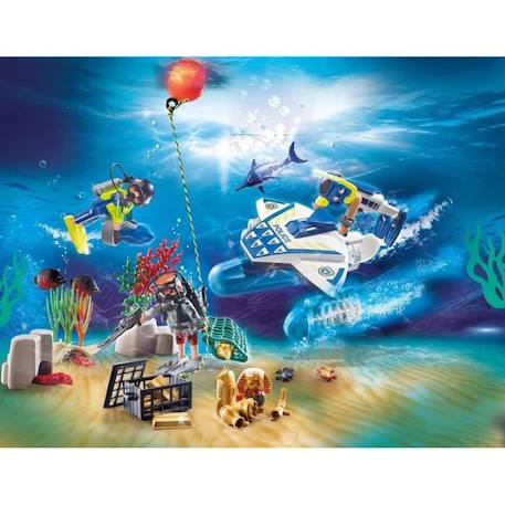 PLAYMOBIL - 70776 - Calendrier de l'Avent Jeu de bain Policiers - Mission aquatique BLEU 2 - vertbaudet enfant 