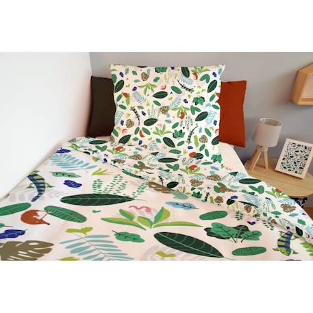 Housse De Couette Catimini Forêt 140x200 cm + Taie D'oreiller Forêt 63x63 cm - 100% Percale de Coton - Vert VERT 4 - vertbaudet enfant 