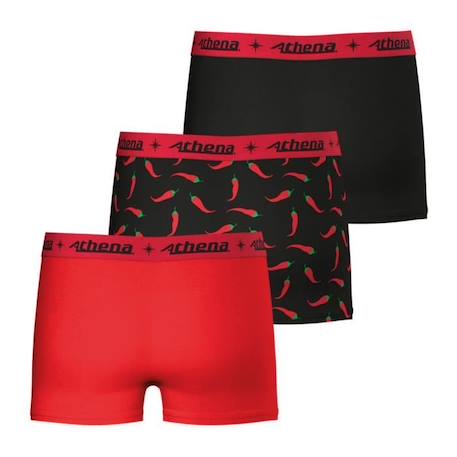 ATHENA Lot de 3 boxers  Trio Pop Rouge-Imprimé Piment-Noir Garçon ROUGE 3 - vertbaudet enfant 