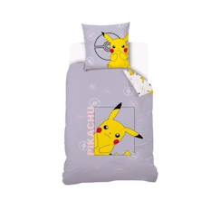 Linge de maison et décoration-Linge de lit enfant-Housse de couette Pokémon - 100% coton - Lavande - 140x200 cm + 1 taie d'oreiller 63x63 cm