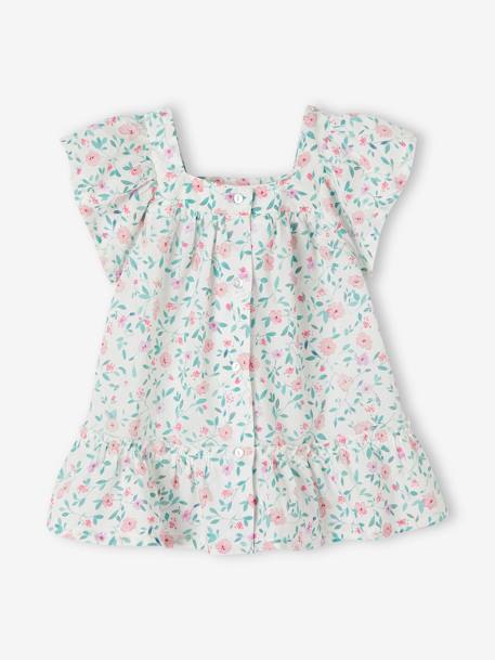 Robe fleurie manches papillon bébé écru 2 - vertbaudet enfant 