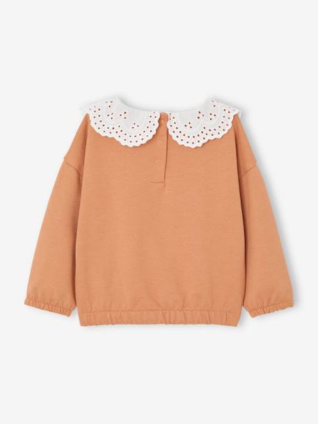 Sweat col brodé bébé personnalisable caramel+vert sauge 2 - vertbaudet enfant 