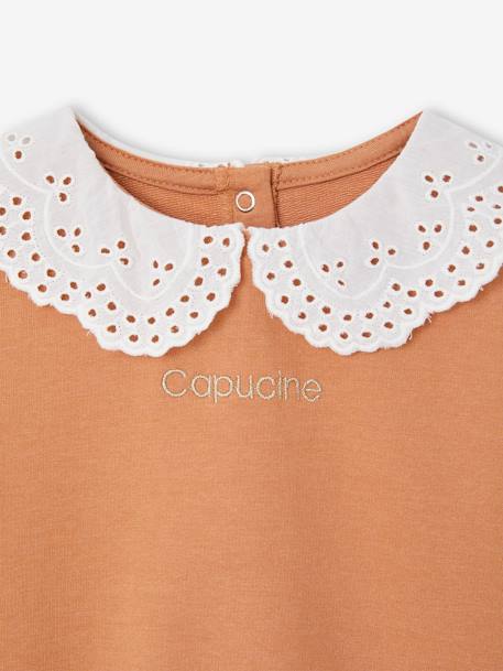 Sweat col brodé bébé personnalisable caramel+vert sauge 3 - vertbaudet enfant 