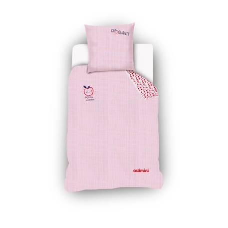 Housse De Couette Catimini Pomme d'amour 140x200 cm + Taie D'oreiller Croquante 63x63 cm - 100% Percale de Coton - Rose ROSE 1 - vertbaudet enfant 